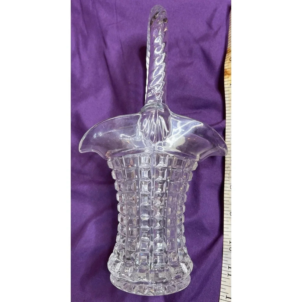 Imperial‎ Glass Co. Monticello Bellaire, USA Crystal Glass Basket Vase 10